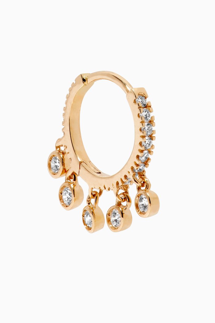 

Diamond Dangle Single Huggie in 18kt Yellow Gold