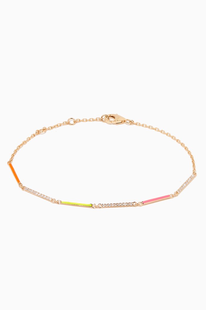 

Diamond & Enamel Chain Bracelet in 18kt Yellow Gold