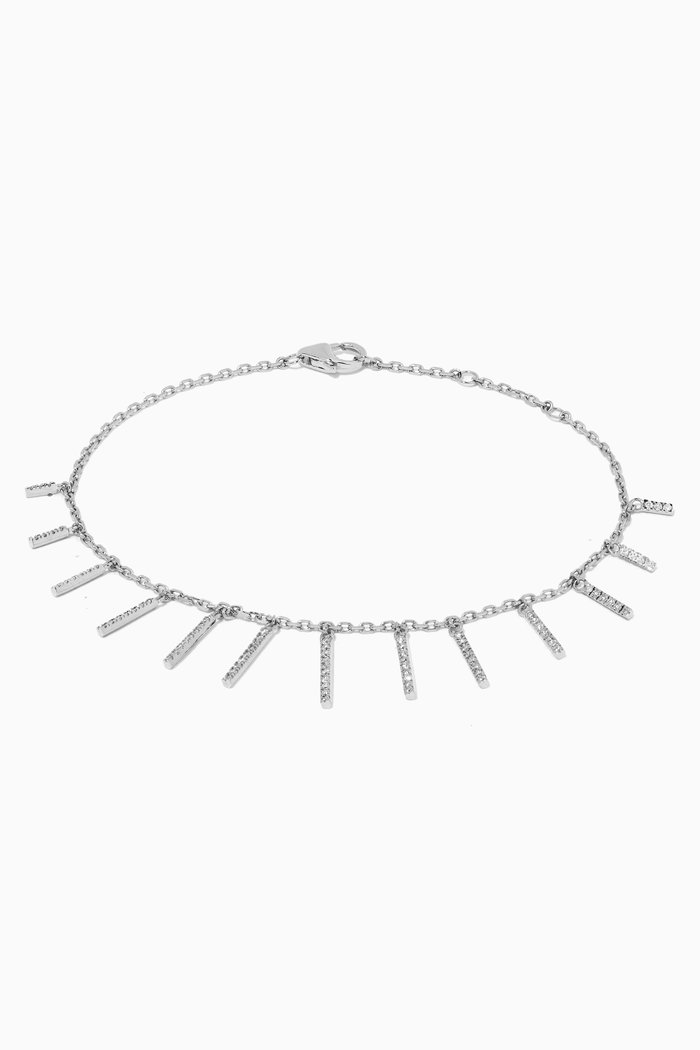 Diamond Bar Bracelet in 18kt White Gold, Silver