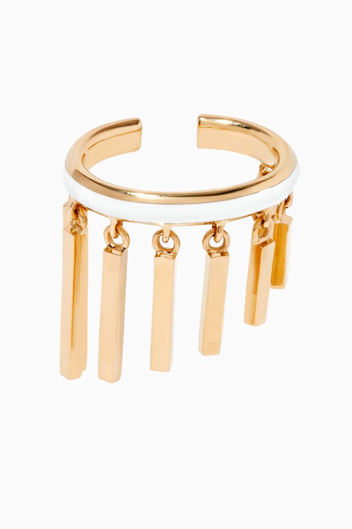 

Enamel Bar Single Ear Cuff in 18kt Yellow Gold, White