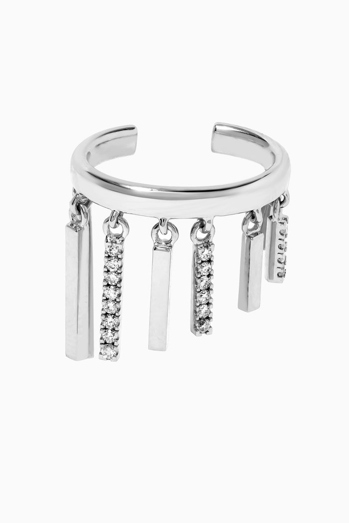 

Diamond Bar Single Ear Cuff in 18kt White Gold, Silver