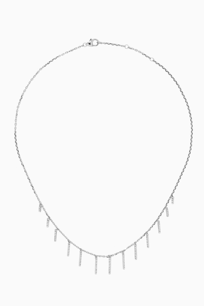 Diamond Bar Necklace in 18kt White Gold, Silver