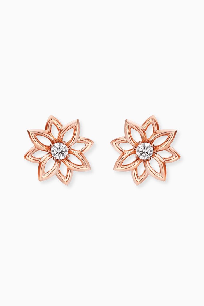 

Lotus Diamond Stud Earrings in 18kt Rose Gold