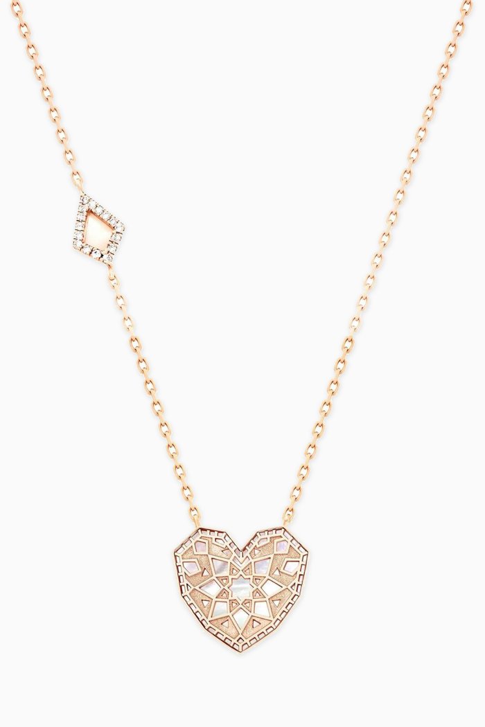 

Qalb Turath Small Pendant Necklace in 18kt Rose Gold