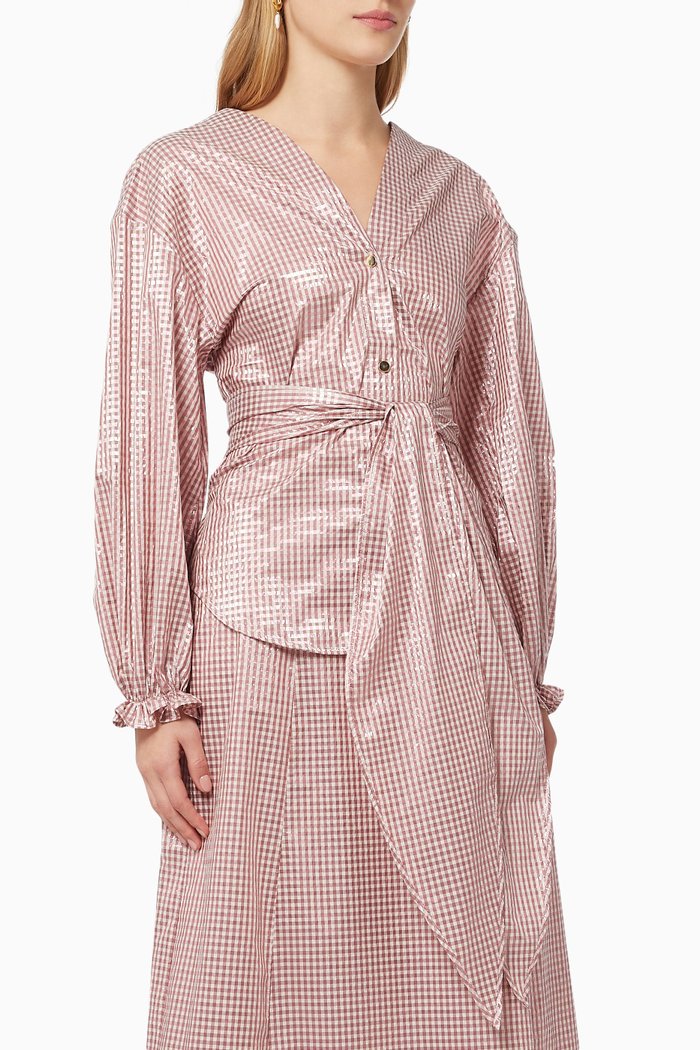 

Hilde Top in Gingham Lurex, Pink