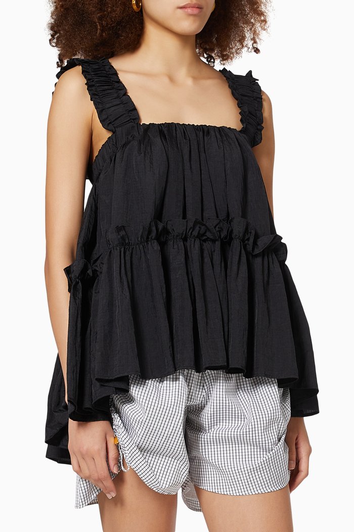 

Olive Tiered Top in Nylon, Black