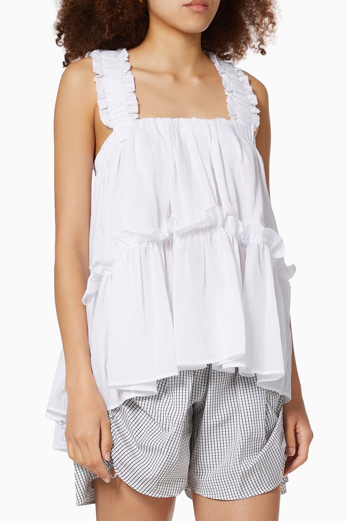 

Olive Tiered Top in Nylon, White