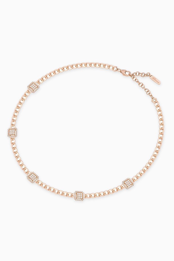 

Quwa Square Diamond Necklace in 18kt Rose Gold