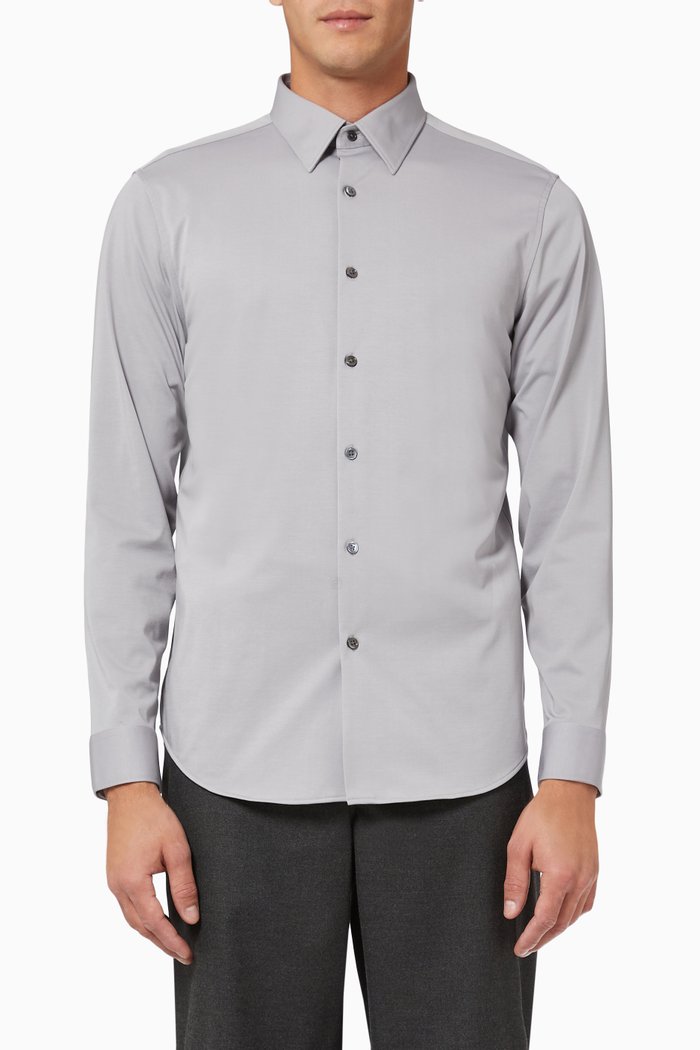 

Sylvain Shirt in Structure Knit, Blue