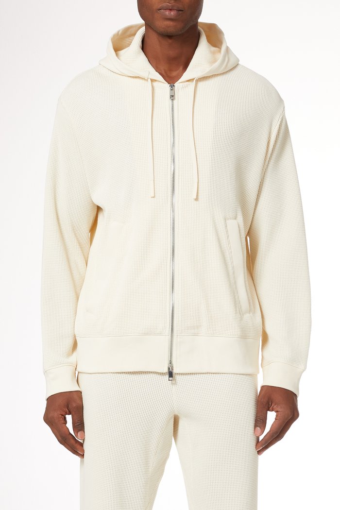 

Balena Zip Hoodie in Organic Cotton Waffle Knit, Neutral