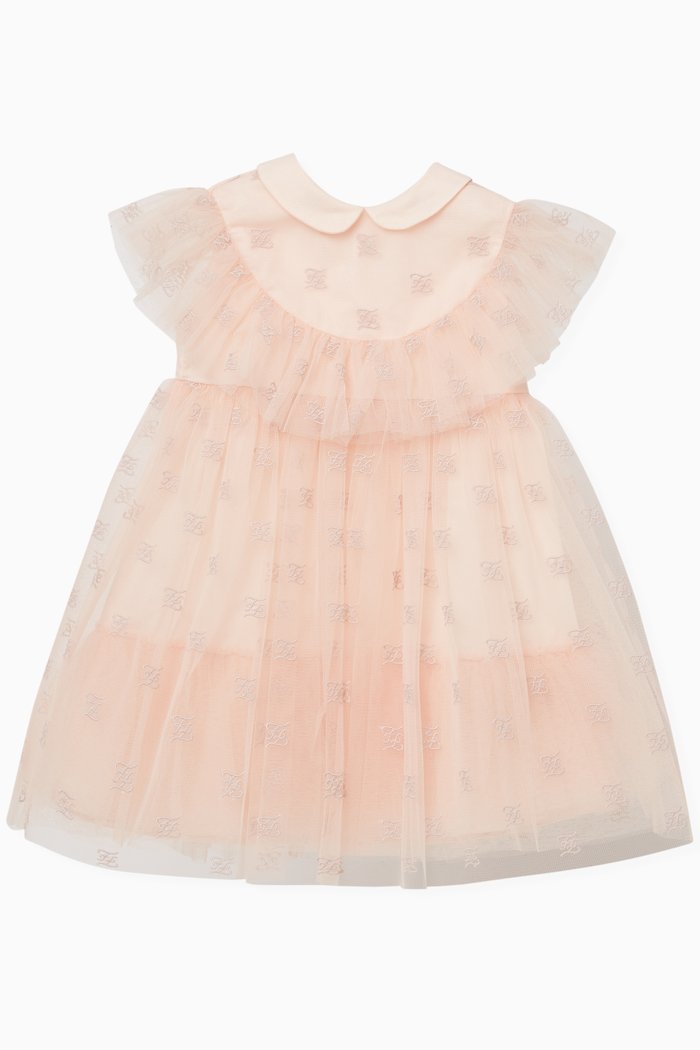 

FF Karligraphy Ruffle Dress in Tulle, Pink