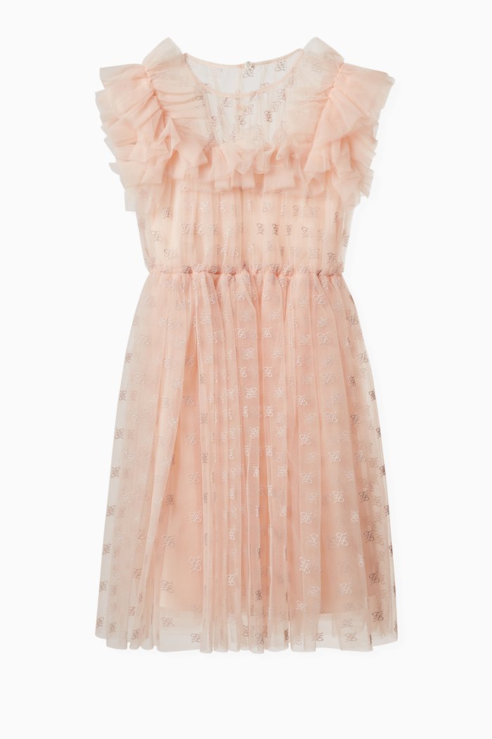 

FF Karligraphy Ruffle Dress in Tulle, Orange