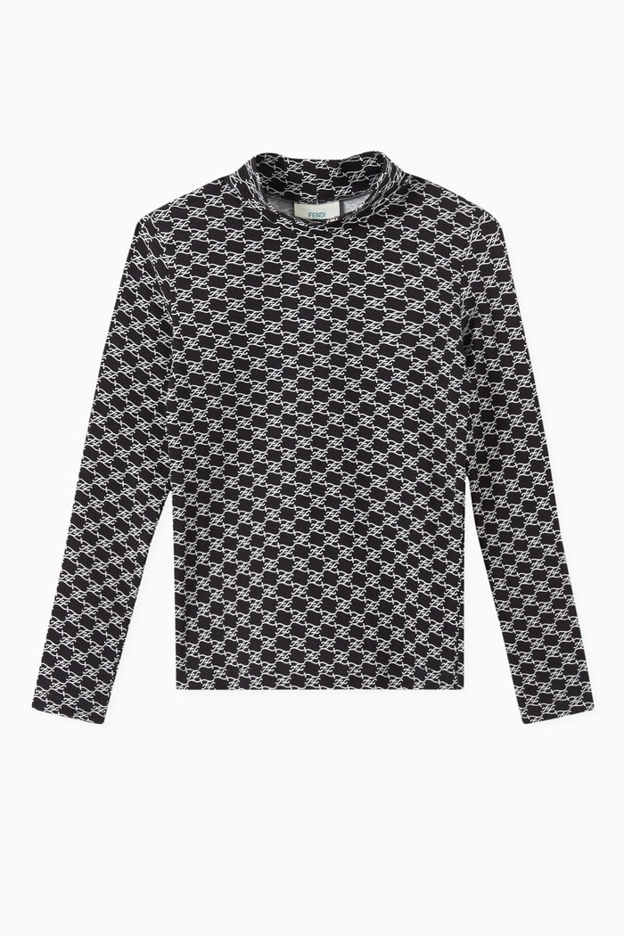 

FF Karligraphy Top in Cotton Jersey, Black