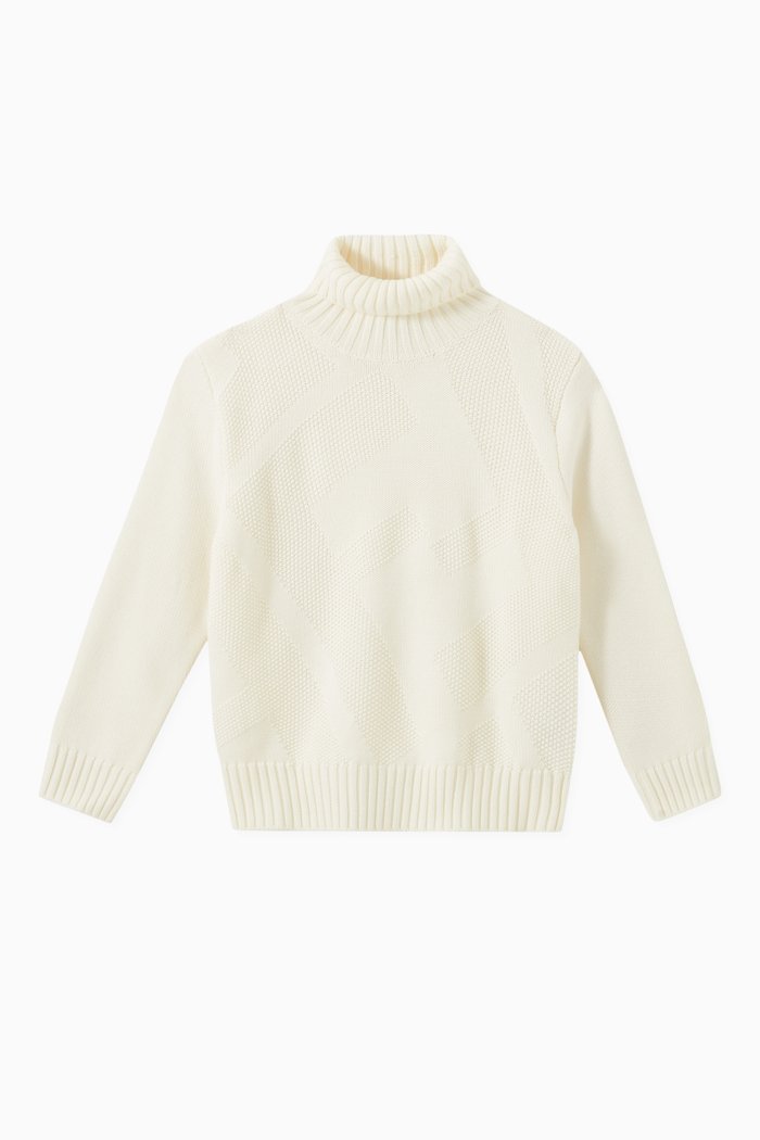 

Macro FF Turtleneck in Wool, White