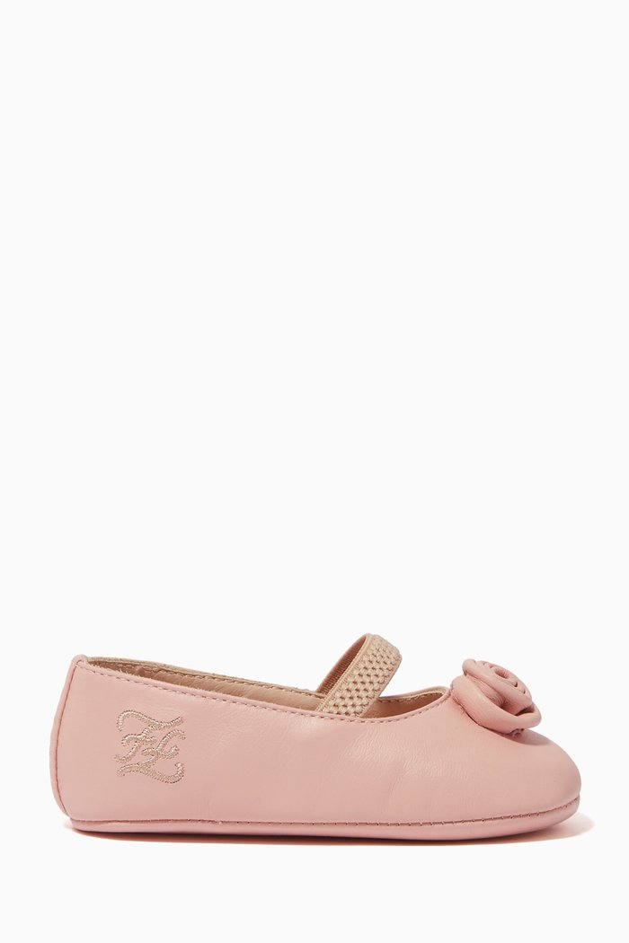 

Rose Appliqué Ballerinas in Leather, Pink