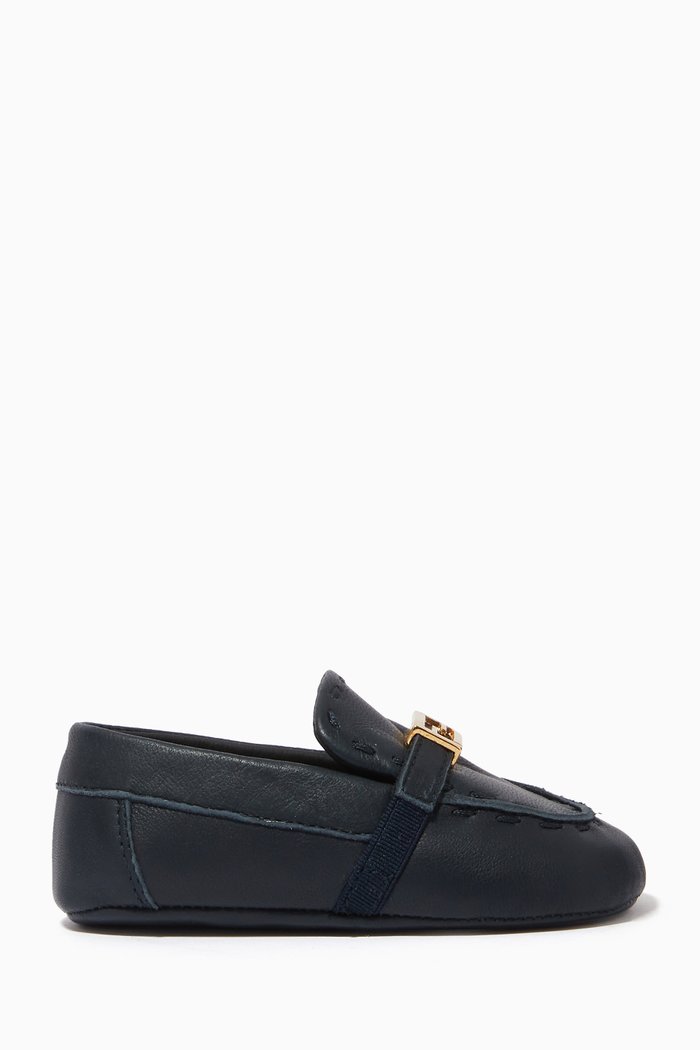 

FF Buckle Moccasins in Leather, Blue