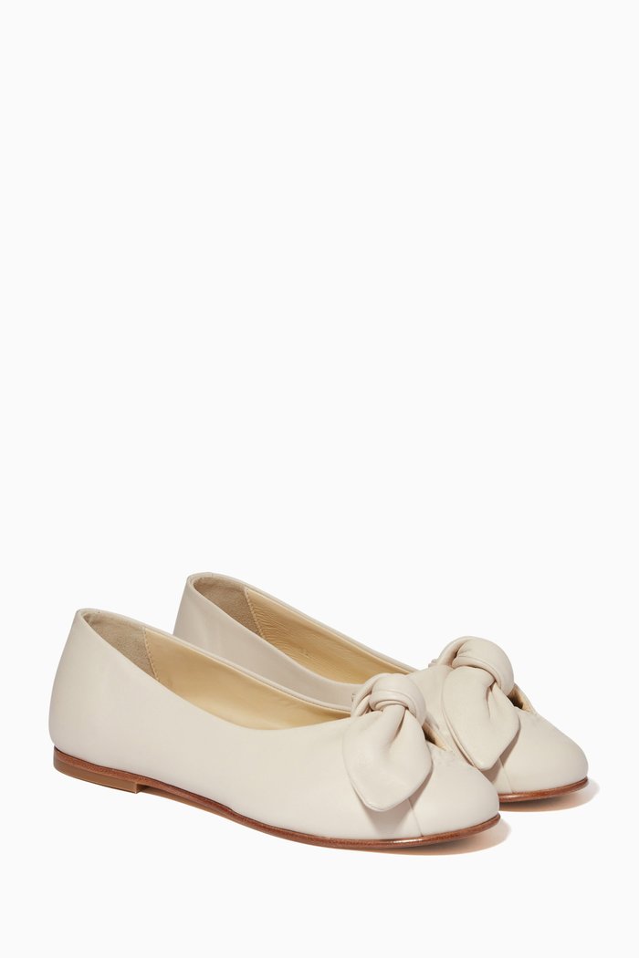 

Bow Ballerinas in Leather, Neutral