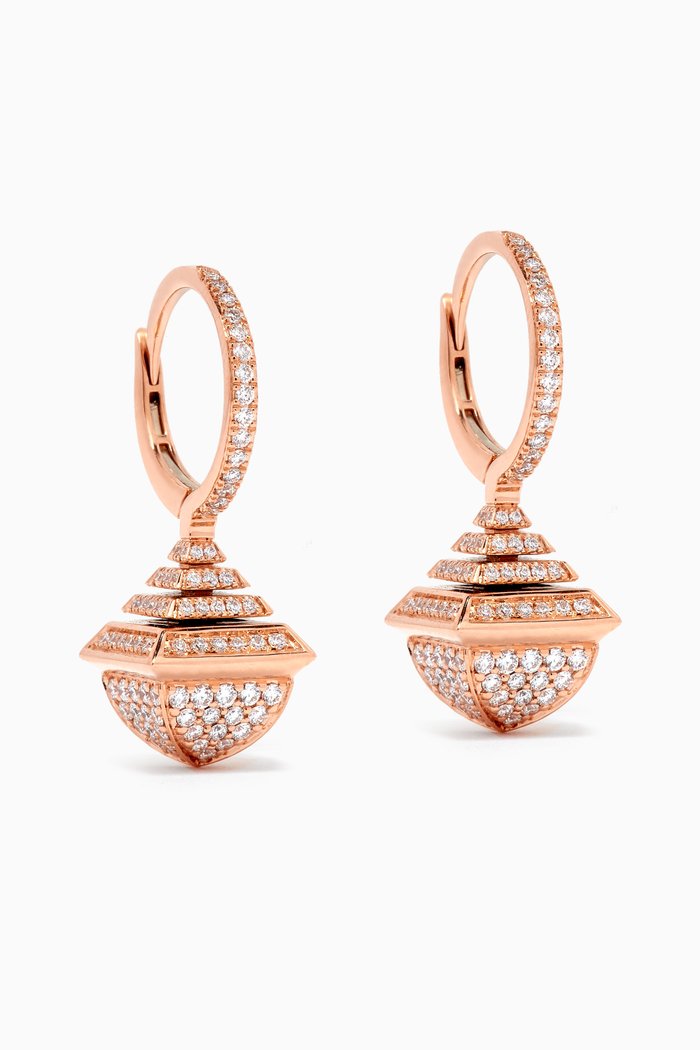 

Cleo Midi Rev Diamond Drop Earrings in 18kt Rose Gold