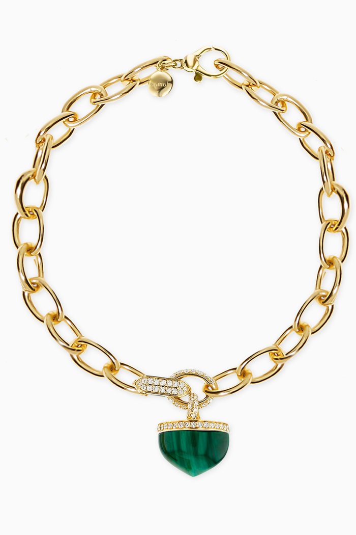 

Dome Majesty Malachite & Diamond Bracelet in 18kt Yellow Gold