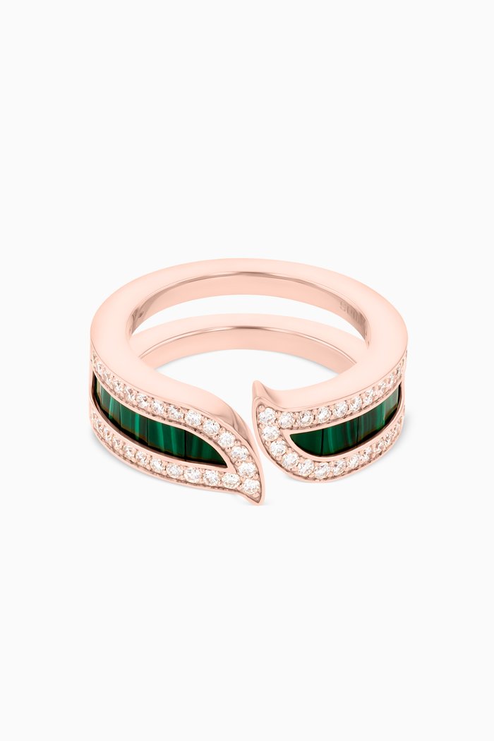 

Alif Mosaic Malachite & Diamond Ring in 18kt Rose Gold