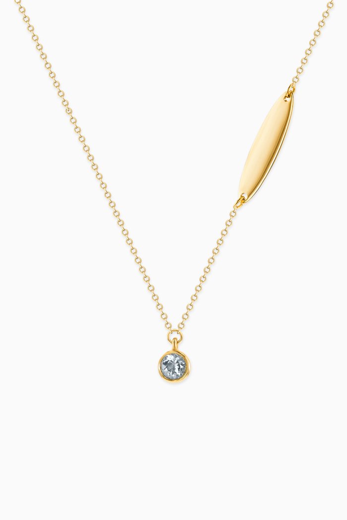 

Ara Aquamarine March Birthstone Necklace in 18kt Yellow Gold