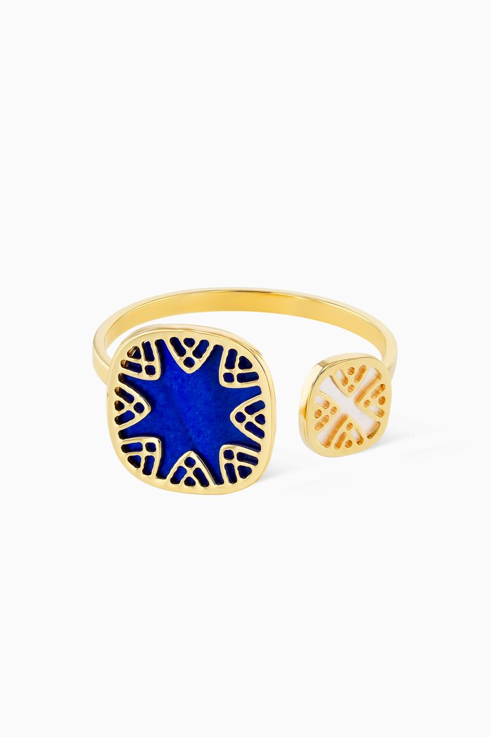 

Amelia Magical Dusk Mother of Pearl Two Square Ring in 18kt Yellow Gold