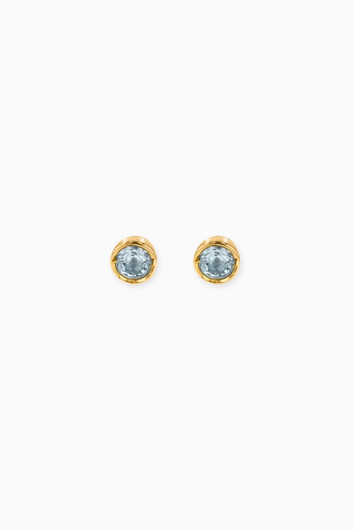Ara Aquamarine March Birthstone Earrings in 18kt Yellow Gold