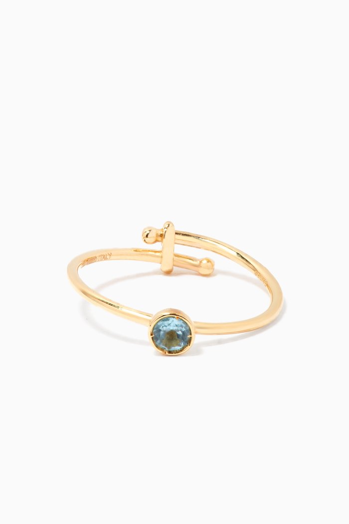 

Ara Blue Topaz December Birthstone Ring in 18kt Yellow Gold