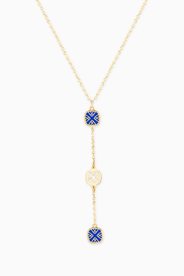 

Amelia Granda Mother of Pearl Three Square Motifs Necklace in 18kt Yellow Gold