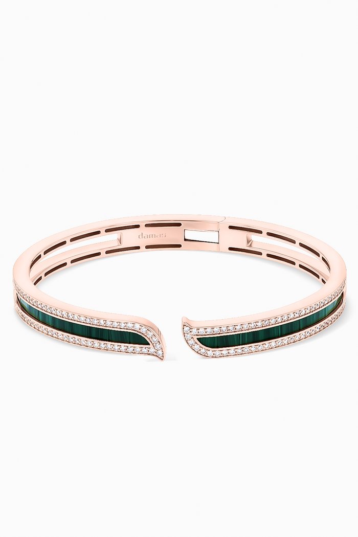 

Alif Mosaic Malachite & Diamond Bangle in 18kt Rose Gold