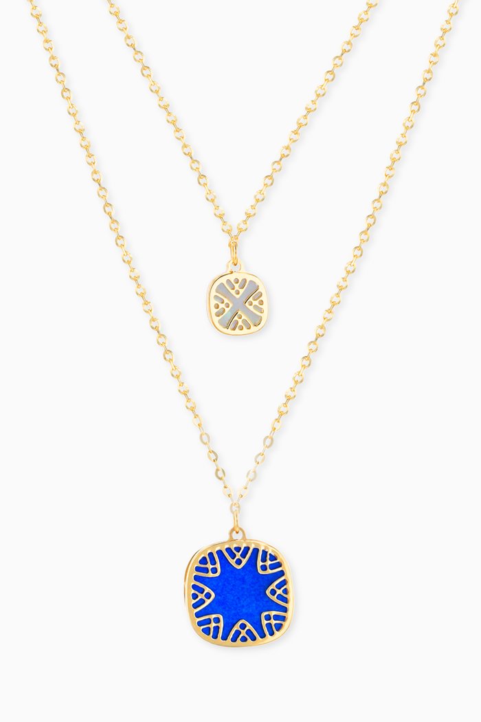 

Amelia Sky Mother of Pearl Two Layered Necklace in 18kt Yellow Gold