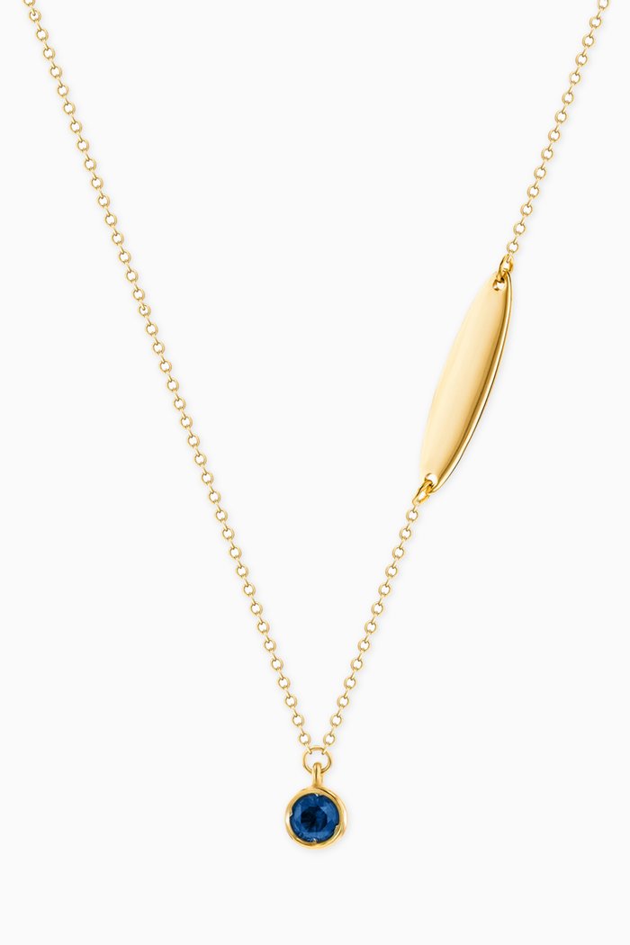 

Ara Blue Sapphire September Birthstone Necklace in 18kt Yellow Gold