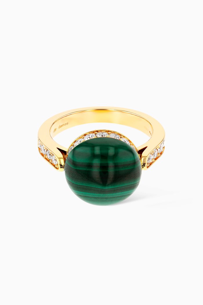 

Dome Majesty Malachite & Diamond Ring in 18kt Yellow Gold
