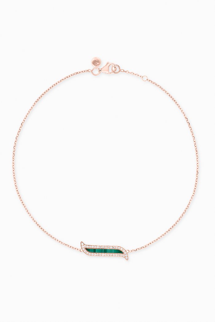 Alif Mosaic Malachite & Diamond Bracelet in 18kt Rose Gold