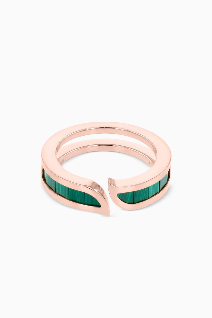 

Alif Mosaic Malachite Narrow Ring in 18kt Rose Gold