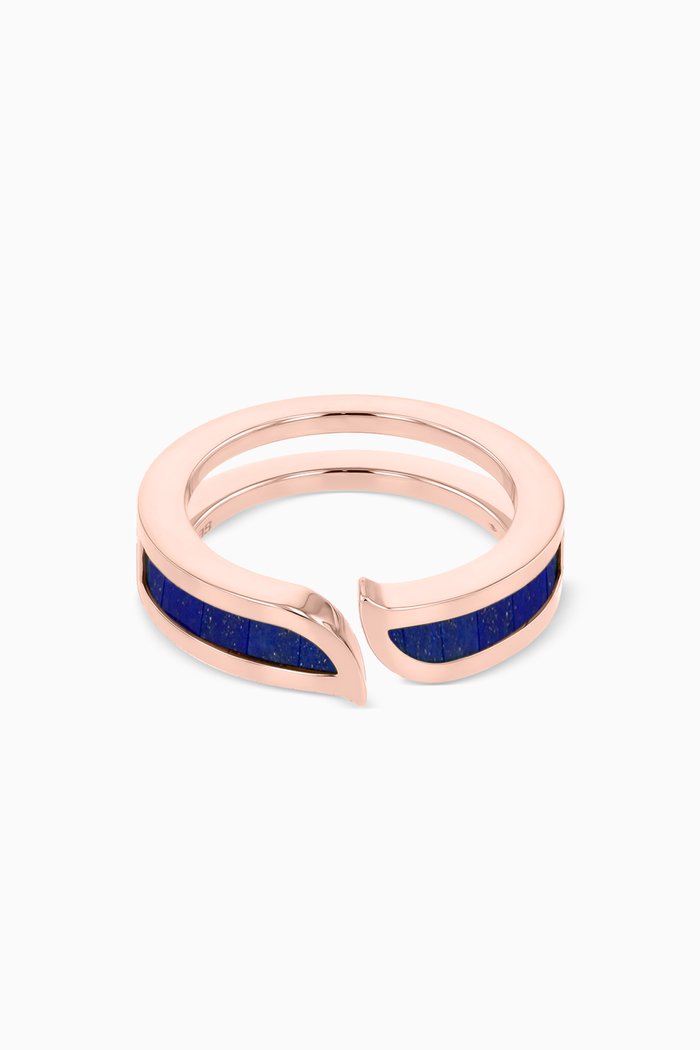 

Alif Mosaic Lapiz Lazuli Narrow Ring in 18kt Rose Gold