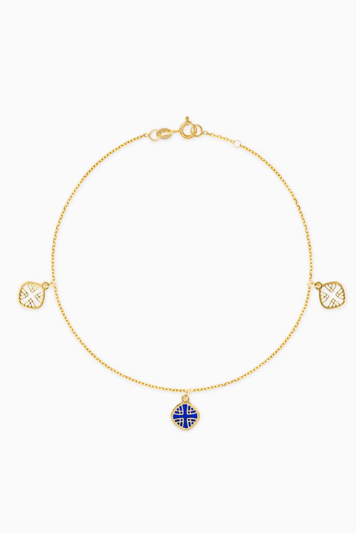 

Amelia Espańa Mother of Pearl Three Motifs Anklet in 18kt Yellow Gold
