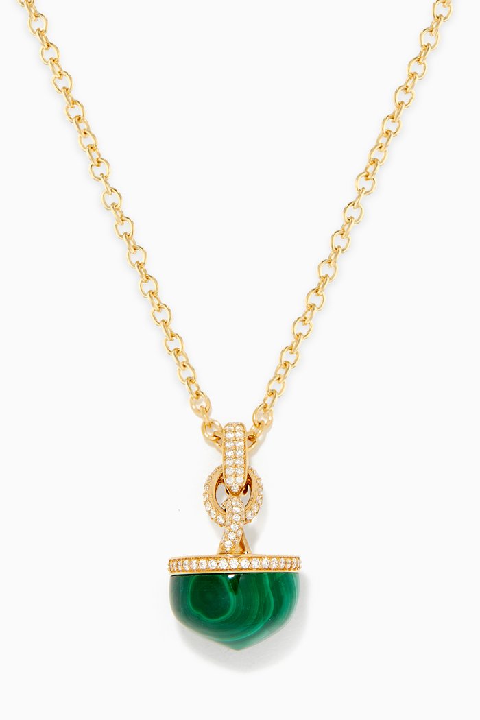 

Dome Majesty Malachite & Diamond Necklace in 18kt Yellow Gold