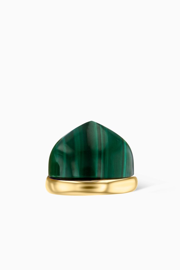 

Dome Noble Malachite Single Earring in 18kt Yellow Gold