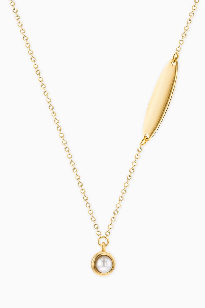 Ara Pearl June Birthstone Necklace in 18kt Yellow Gold