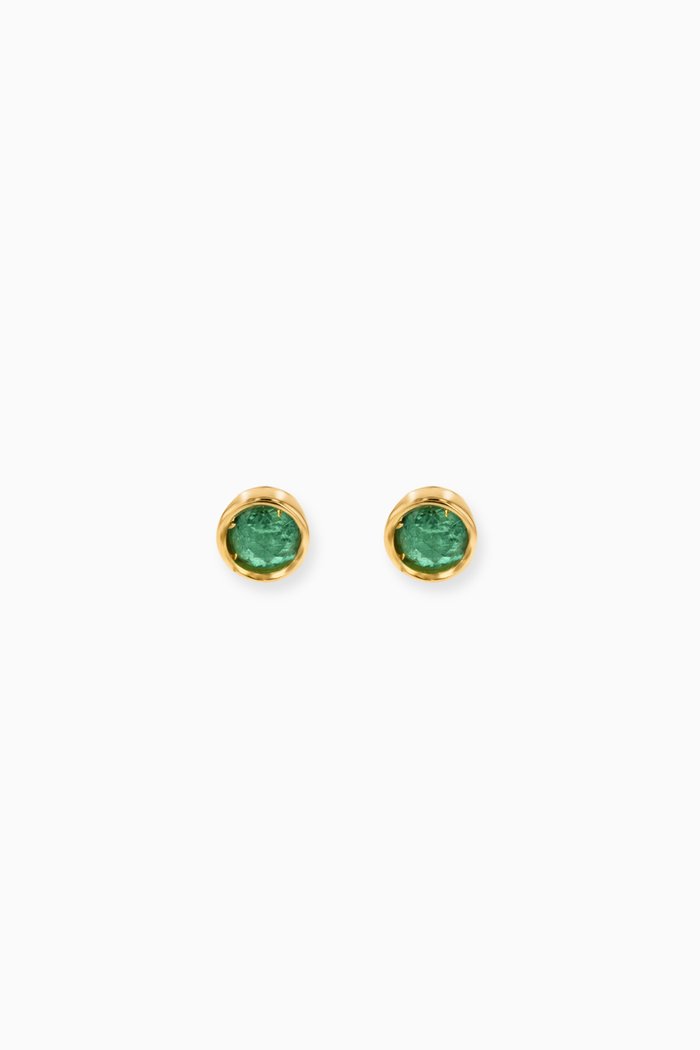 

Ara Emerald May Birthstone Earrings in 18kt Yellow Gold