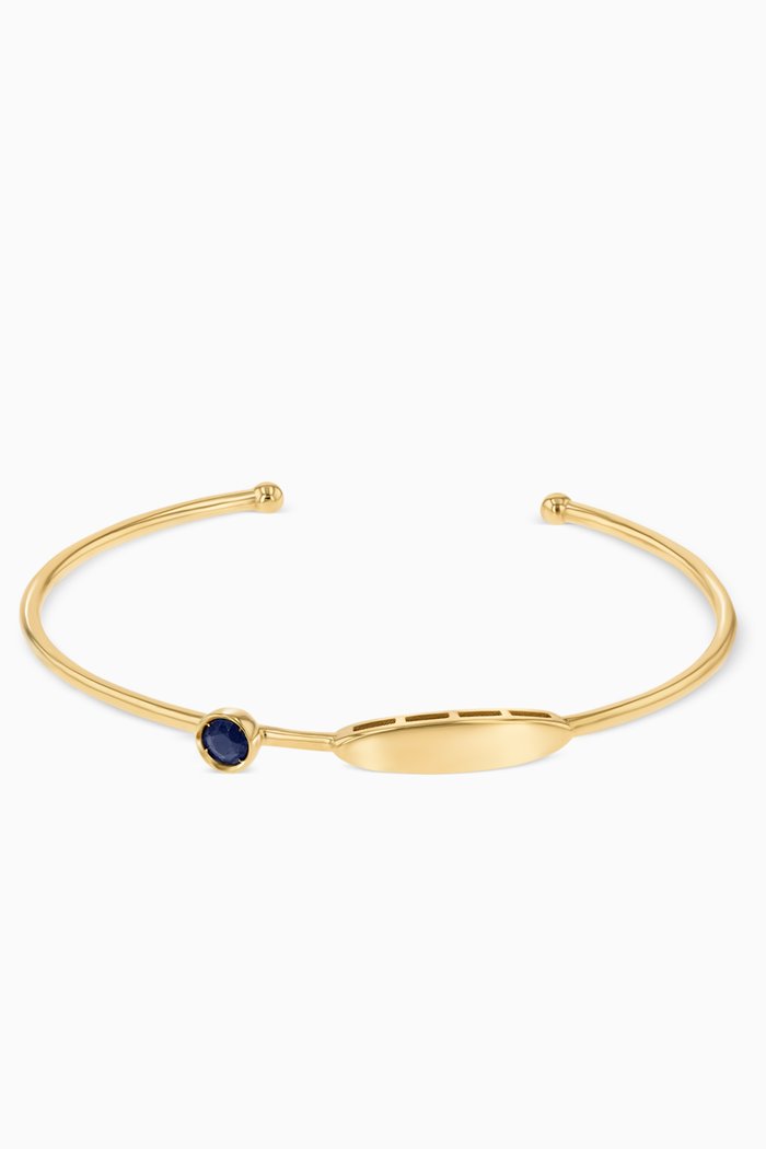 

Ara Blue Sapphire September Birthstone Bangle in 18kt Yellow Gold