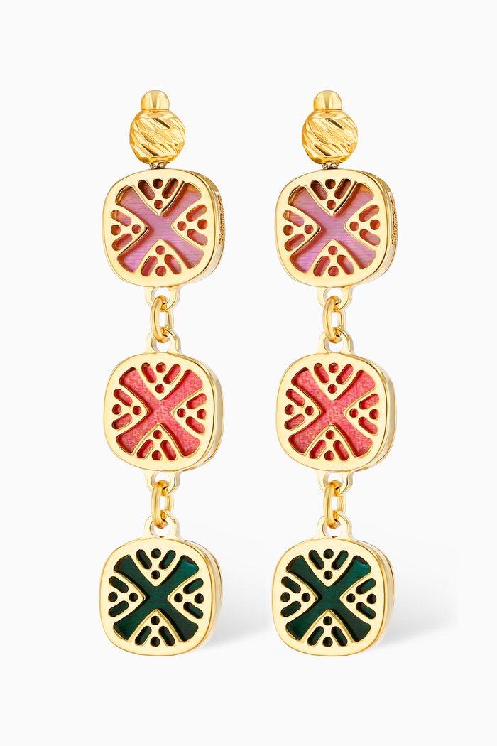 

Amelia Granada Mother of Pearl Double Sided Drop Earrings in 18kt Yellow Gold