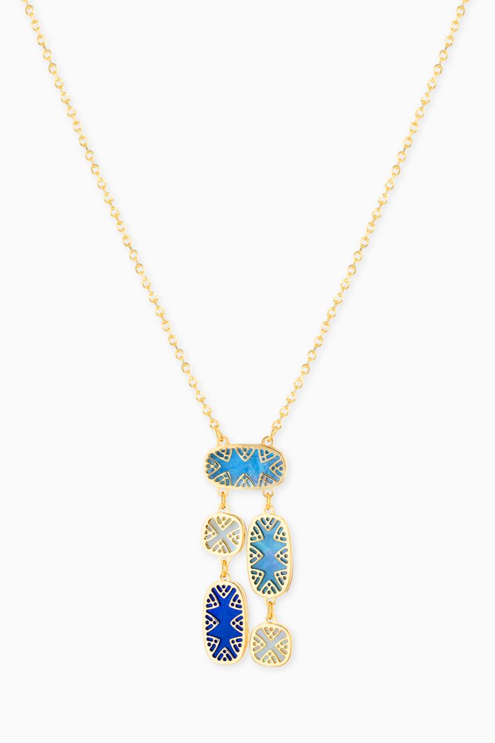 

Amelia Granada Mother of Pearl Double Sided Five Motifs Necklace in 18kt Yellow Gold