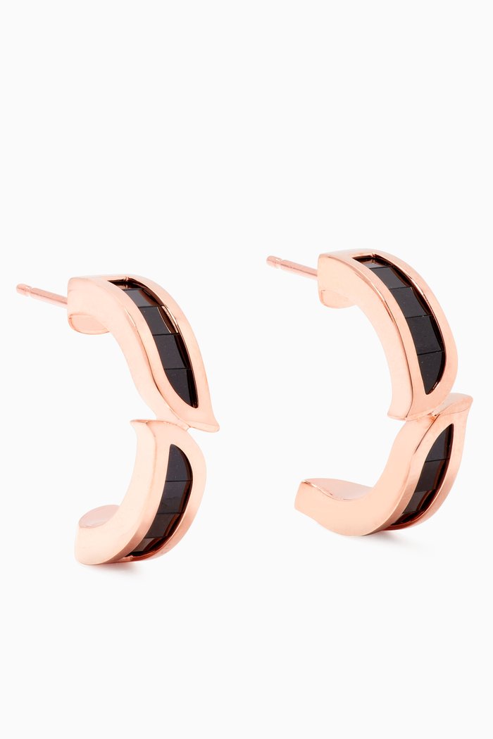 

Alif Mosaic Black Jade Hoop Earrings in 18kt Rose Gold