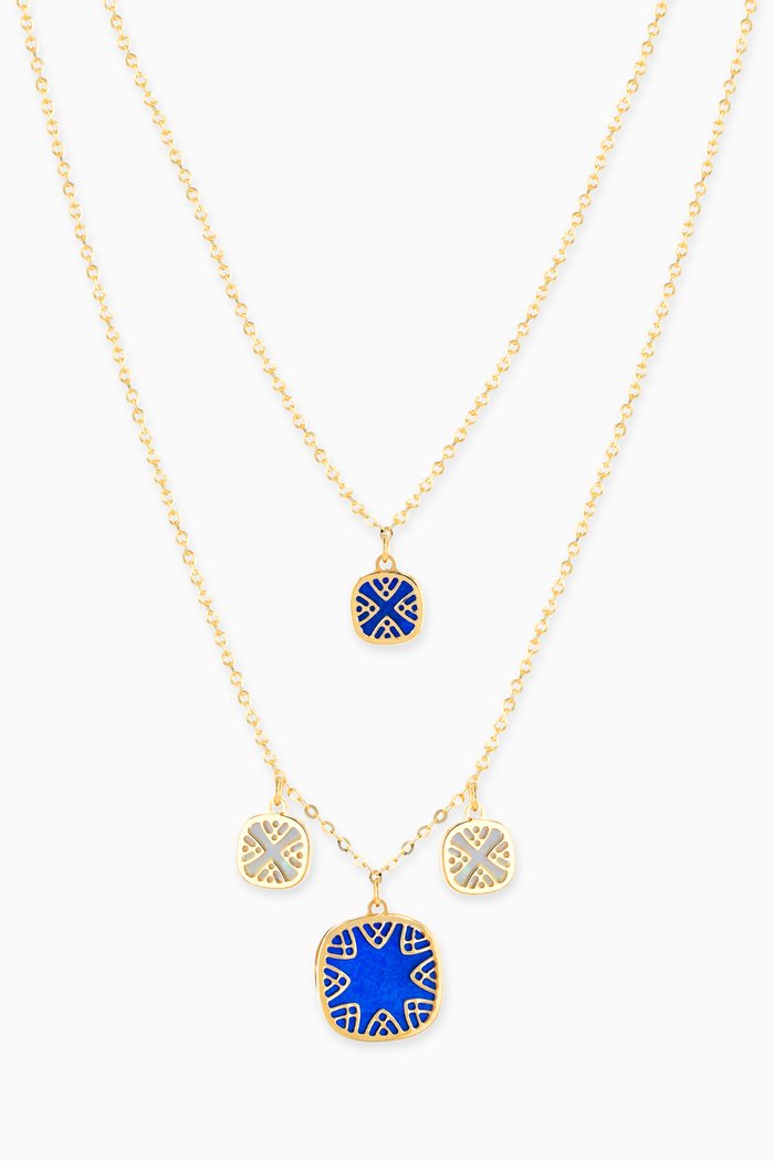 

Amelia Granada Mother of Pearl Double Sided Layered Necklace in 18kt Yellow Gold