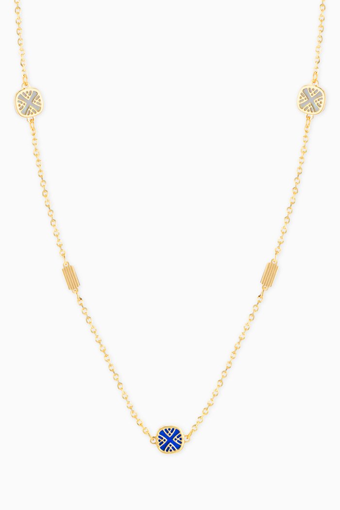 

Amelia Magical Dusk Mother of Pearl Three Motifs Necklace in 18kt Yellow Gold