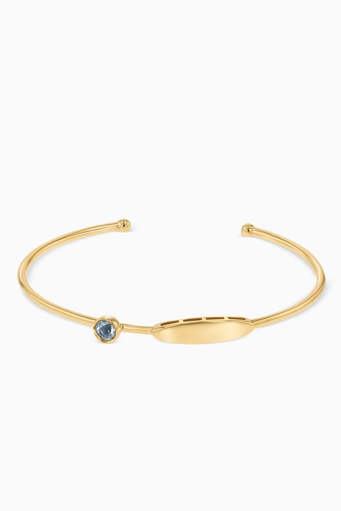 

Ara Aquamarine March Birthstone Bangle in 18kt Yellow Gold