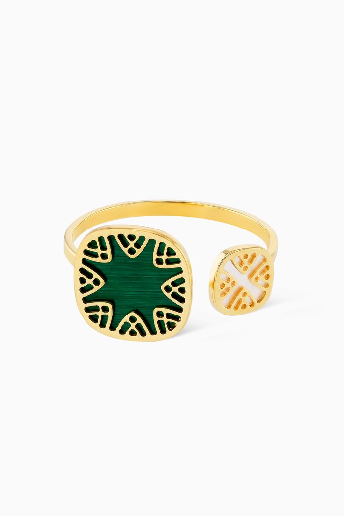 

Amelia Alhambra Mother of Pearl Two Square Motifs Ring in 18kt Yellow Gold