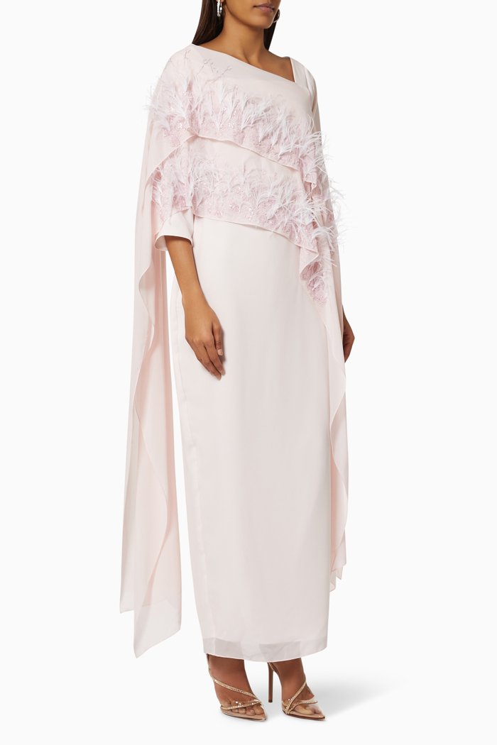 

Diagonal Beaded Dress in Crepe, Pink